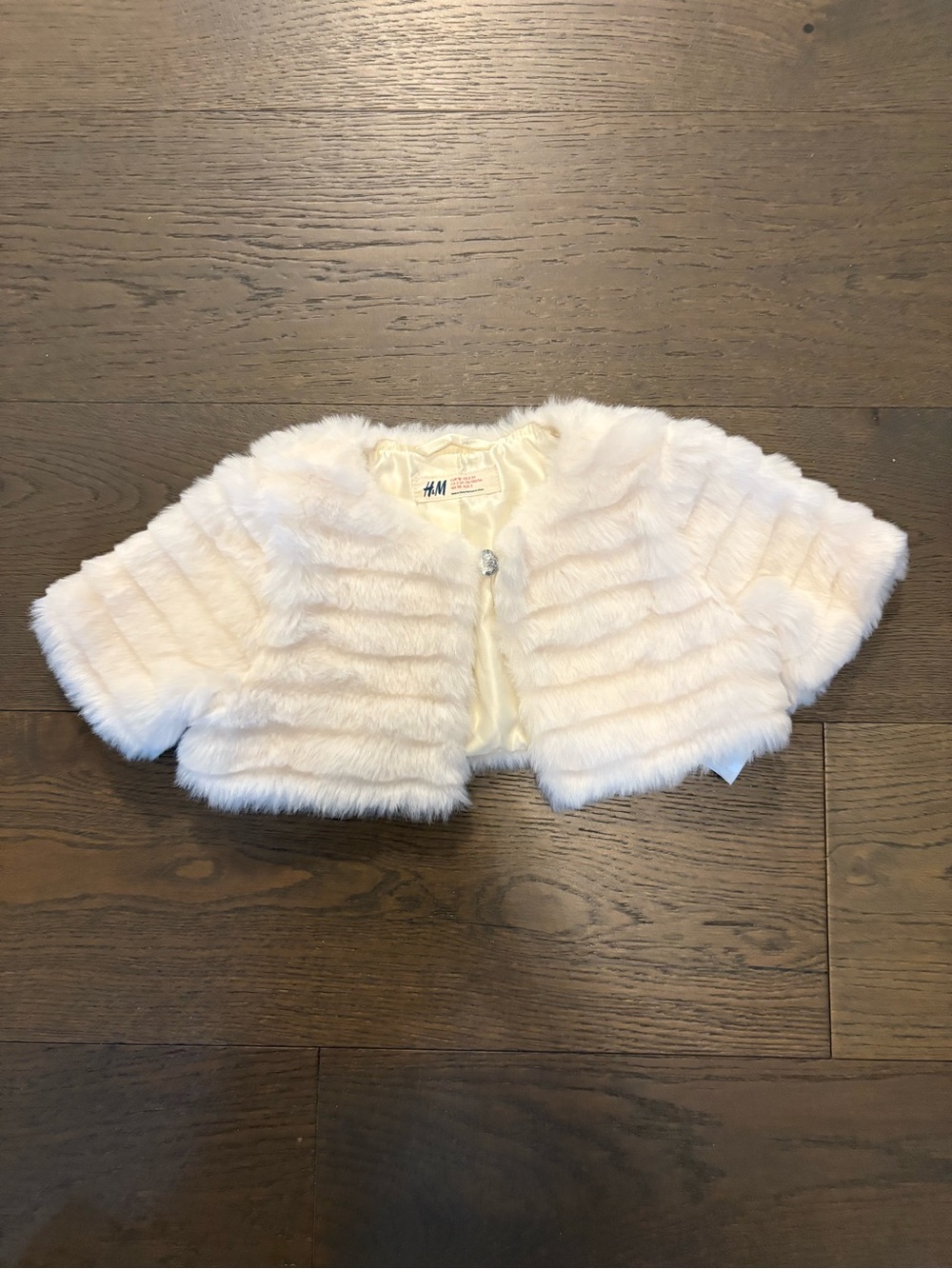 H & M gorgeous girls white fur belero jacket 3T NWT